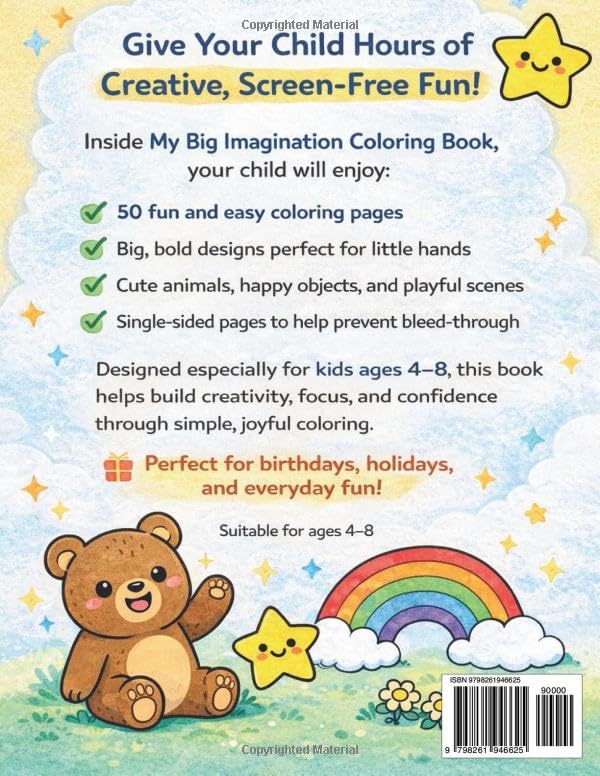 My Big Imagination Coloring Book: 50 Fun & Easy Coloring Pages to Spark Creativity for Kids Ages 4–8