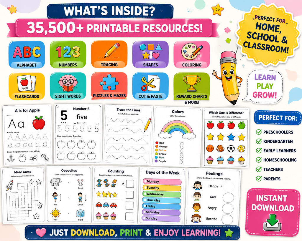 35,500+ Kids Educational Printables — Fun Learning, Worksheets & Activities