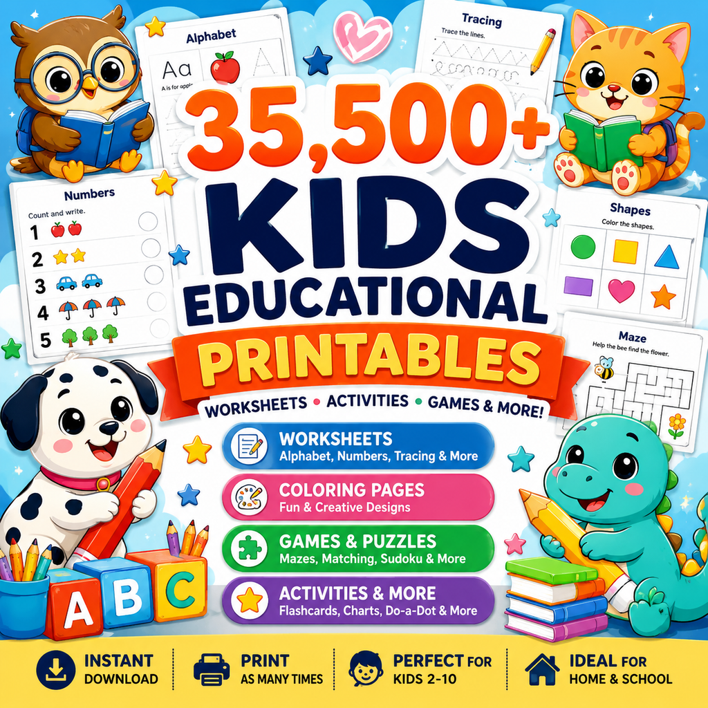 35,500+ Kids Educational Printables — Fun Learning, Worksheets & Activities